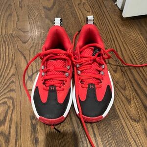 Under Armour Kids Steph Curry Red/Black Basketball Sneakers size 13 Barely Worn
